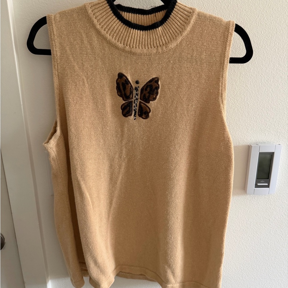 Vintage Sleeveless Butterfly Knit Top